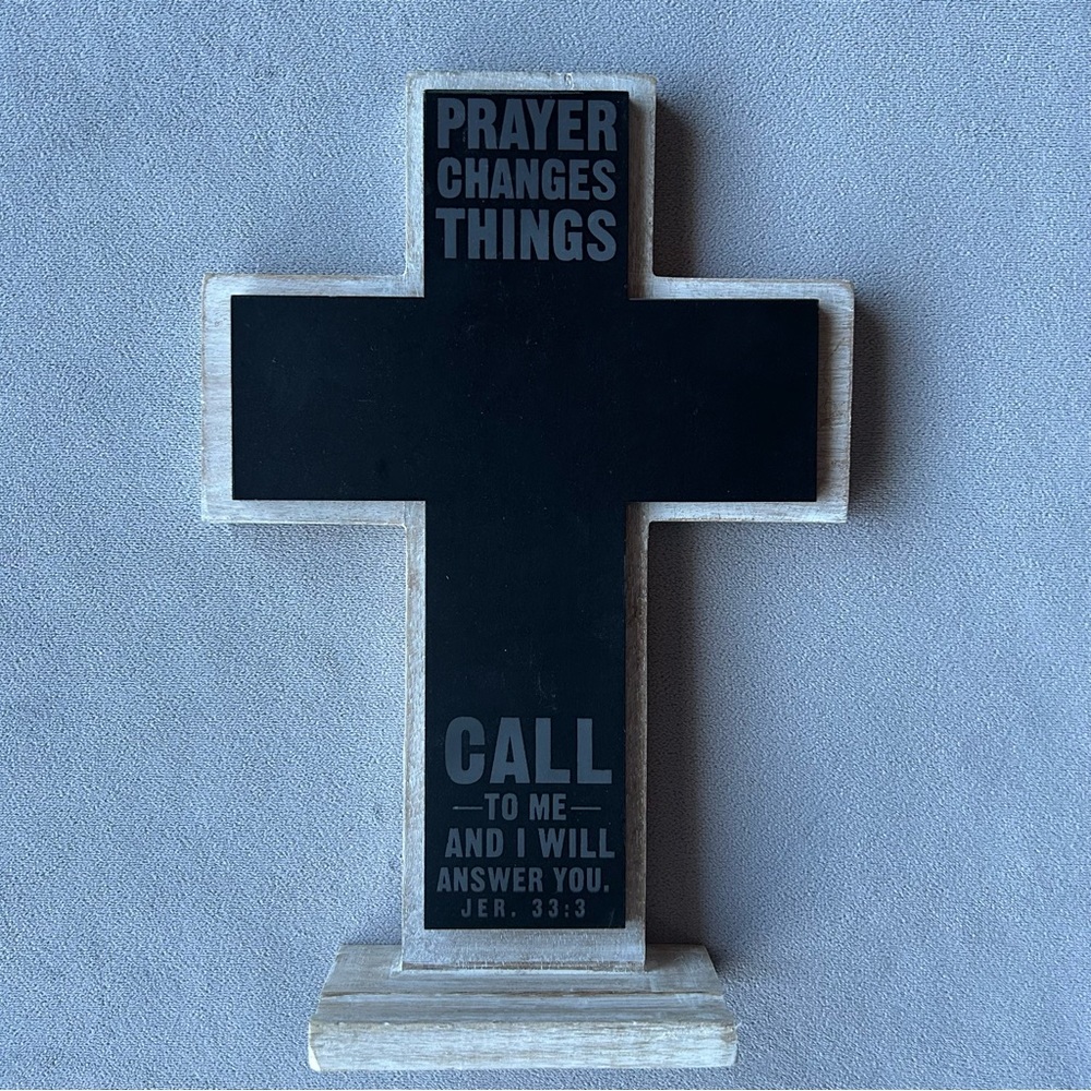 Dayspring ~ Wooden Cross with Chalkboard Surface ~ Stand up or hanging